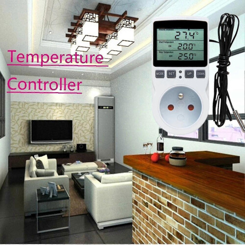 Temperature Controller 16A 230V Large LCD Digital Thermostat Socket for Heat Mat