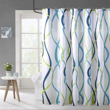 Duschvorhang aus Polyester, wasserdicht, mit gestreiftem Wellenmuster, 180 x 180 cm