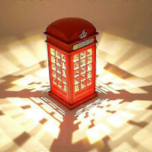 London Telephone Booth LED Table Lamp with Key Sensor and USB Charger, Adjustable Brightness