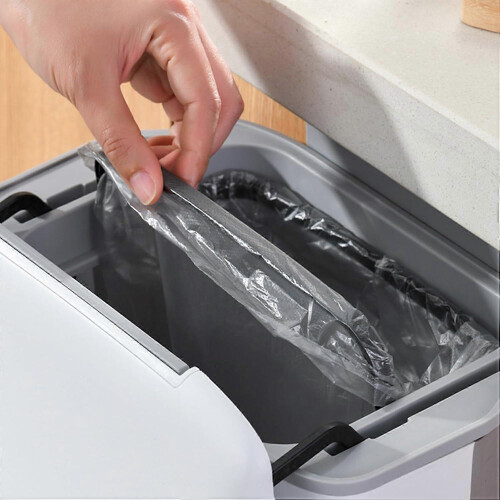 Foldable Wall Mounted Kitchen Trash Can with Lid, 3.2 Gallon Space Saving Under Sink Waste Bin 2