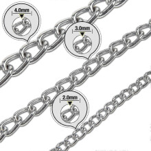 Hundeleine mit Kette, robust, 1,8 m lang, gepolsterter Griff, drehbarer Karabinerhaken, 4,0 mm groß