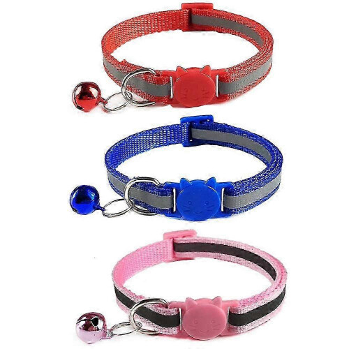 Cat Collar Reflective Adjustable Quick Release Safety Buckle with Bell 19-32cm