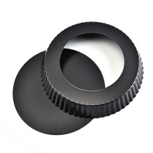 Quiche Pan, 22cm Fluted Non-stick Removable Loose Bottom Carbon Steel Black Bakeware for Quiche Cheesecake Cake Muffins