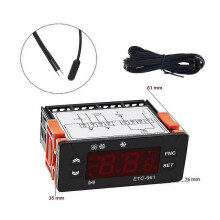 Thermostat, régulateur de température et hygromètre 230 V CA, sonde NTC/PTC 2 m, plage de température 50-110 C, boîtier en plastique noir