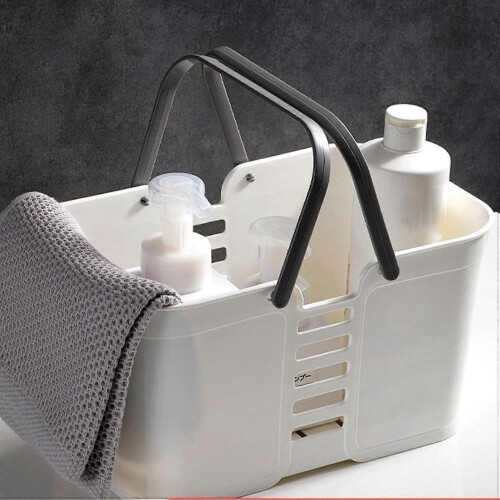 Plastic Draining Storage Basket Square Toiletry Organizer for Shower Bathroom Kitchen 1