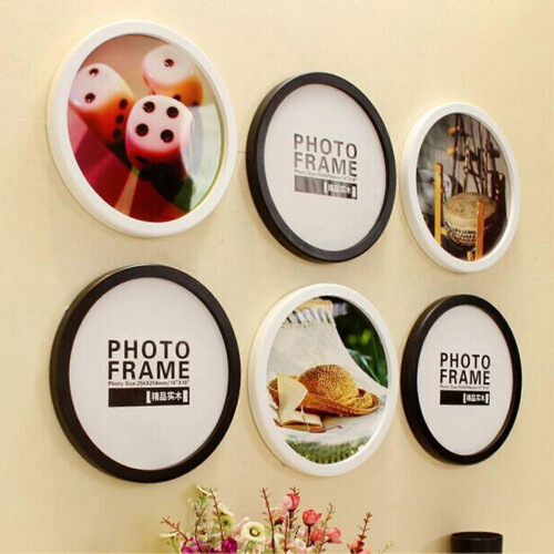 6 Inch Round Photo Frame with Wall Mount Hook, Smooth Surface, Durable Density Board 1