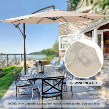 Parasol Replacement Cover 3.5m Beige Waterproof for 6/8 Ribs, Compatible with Garden Beach Pool Umbrellas