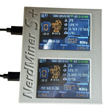 Nerdminer S+ Solo Miner Dual Screens 2x1060KH/S Mining//Coin Price Display BTC Crypto Bitcoin Miner Win 3.125 BTC