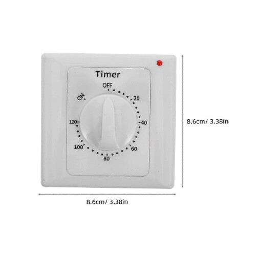 Countdown Timer Switch Indoor Electrical Outlet 120 Minute White ABS 3.38x3.38x1.57in 1