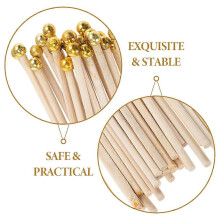Wood Flag Pole for Decor, Natural Wood Handheld Flagpole 50Pcs, 50cm Length