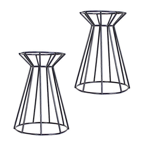 Set di 2 portapiante in ferro, design geometrico, ideale per casa e ufficio. 1
