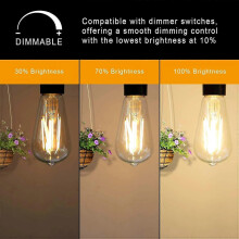 12V LED-lampen E27 6W warm wit vintage, 2 stuks, laagspanning voor camper, boot, zonne-energie, off-grid