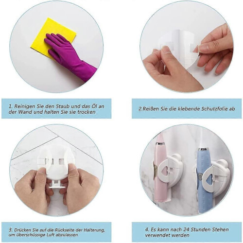 Electric Toothbrush Holder Wall Mount, 3-Piece Set with Automatic Adjustment and Drying Design 2
