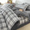 Japanese Style Plaid Bedding Set 1.5m 4-Piece Light Pink Polyester 1