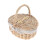 Woven Wicker Picnic Basket with Handle, Removable Linen Lining, Double Lid 2
