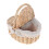 Woven Wicker Picnic Basket with Handle, Removable Linen Lining, Double Lid 3