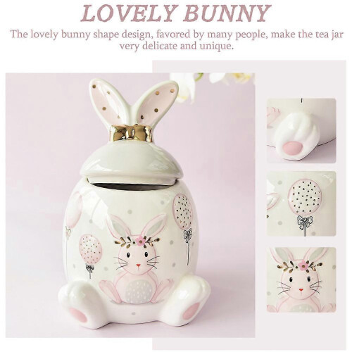 Ceramic Storage Jar with Lid Bunny Shape 420ml Pantry Shelf Container 1