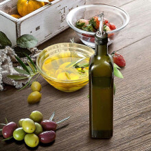 500ml Green Glass Olive Oil Bottle with Stainless Steel Pourer, Funnel, Airtight Storage Non-Drip Dispenser Set