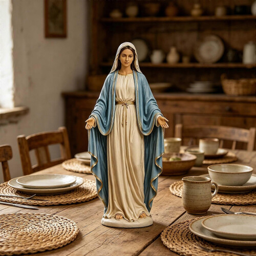 Virgin Mary Statue for Catholic Altar Decor Religious Figurine with Lighting