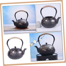 Vintage Japanse gietijzeren theepot met filter, geschikt voor gebruik op het fornuis met losse thee.