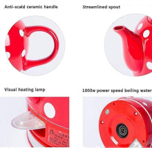 Draadloze keramische waterkoker van 1,0 liter met retro zwanenhals, nauwkeurige schenktuit en droogkookbeveiliging.