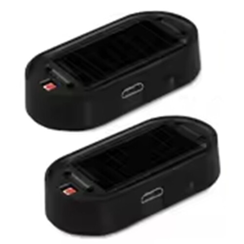 Solar-Powered Car Security Light, Simulated Dummy Alarm, Anti-Theft Warning LED Flashing Lamp, Caution Light 2pcs 1
