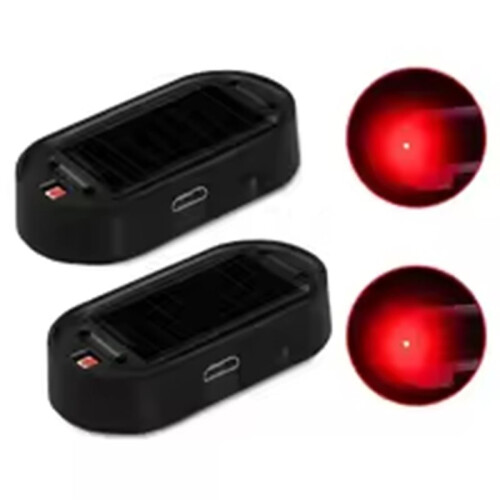 Solar-Powered Car Security Light, Simulated Dummy Alarm, Anti-Theft Warning LED Flashing Lamp, Caution Light 2pcs 2