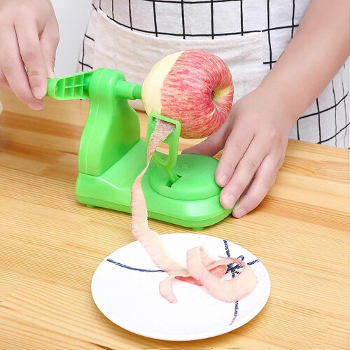 Manual Rotating Stainless Steel Fruit Peeler with Ergonomic Grip for Kitchen