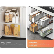 Organizador extraíble para debajo del fregadero, estante metálico para especias para armarios de despensa de cocina.