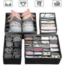 Foldable Underwear Storage Box, 4 Pack Drawer Organizer for Underwear Bra Socks, Gray