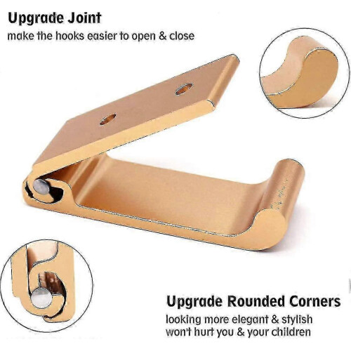 Folding Wall Hook Aluminum Alloy Coat Hook Foldable Space Saving Rounded Corners 2