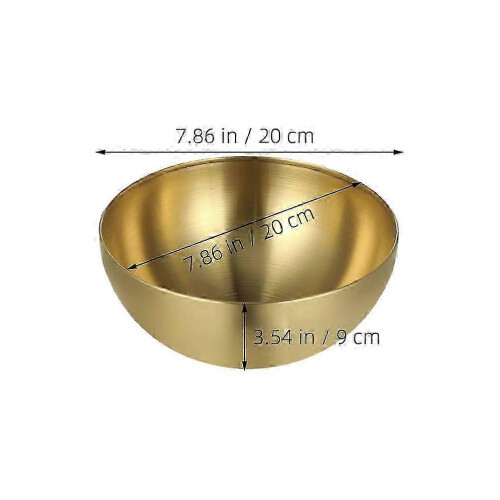 Stainless Steel Salad Bowls 2pcs Golden Stackable for Ramen Bibimbap 1