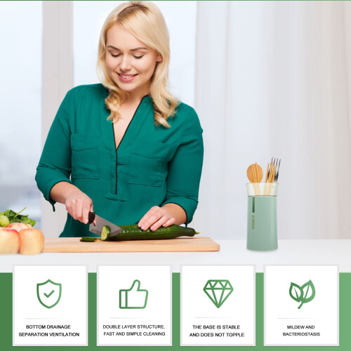 1Groene Plastic Chopstick En Container Voor Netjes Opslaan 2