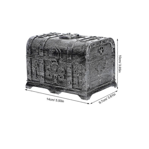 Silver Plastic Halloween Treasure Chest Lockable Storage Box for Jewelry Keepsakes 1
