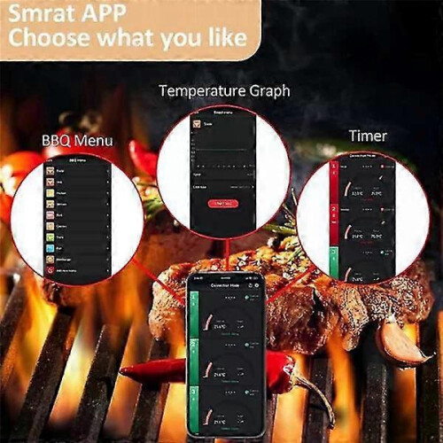 Wireless Food Thermometer with Bluetooth, IP66 Waterproof, Dual Probes, Fast Charging, 40-100 Range