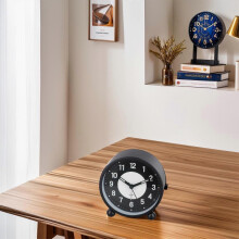 Glow in Dark Alarm Clock Non Ticking Battery Operated with Metal Case for Bedroom