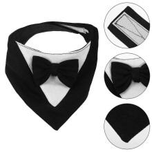 Dog Bandana Bow Decor Quick Dry Triangle Pet Neckwear 2Pcs Polyester