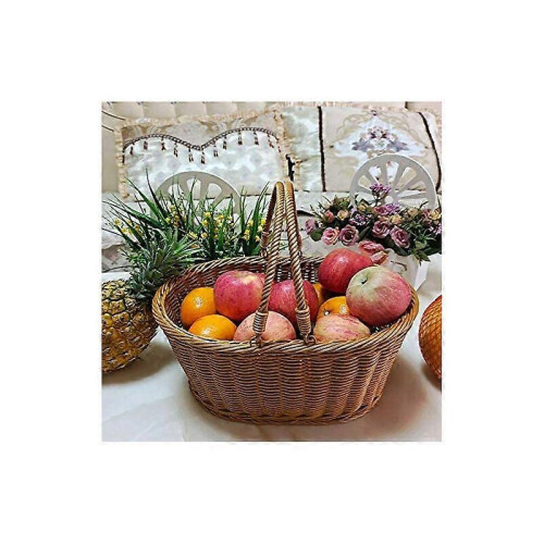 Poly-Wicker Picnic Basket with Dual Flip Doors, Hand Woven Large Capacity 1