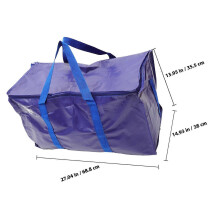 Bolsa de lona para mudanzas con cremallera, tejido PP azul, 68,8 x 38 x 35,5 cm