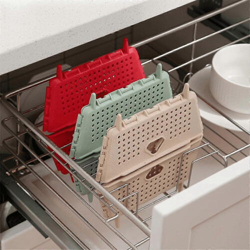 Plastic Colander Foldable Drain Basket with Resting Feet Green Kitchen Food Strainer