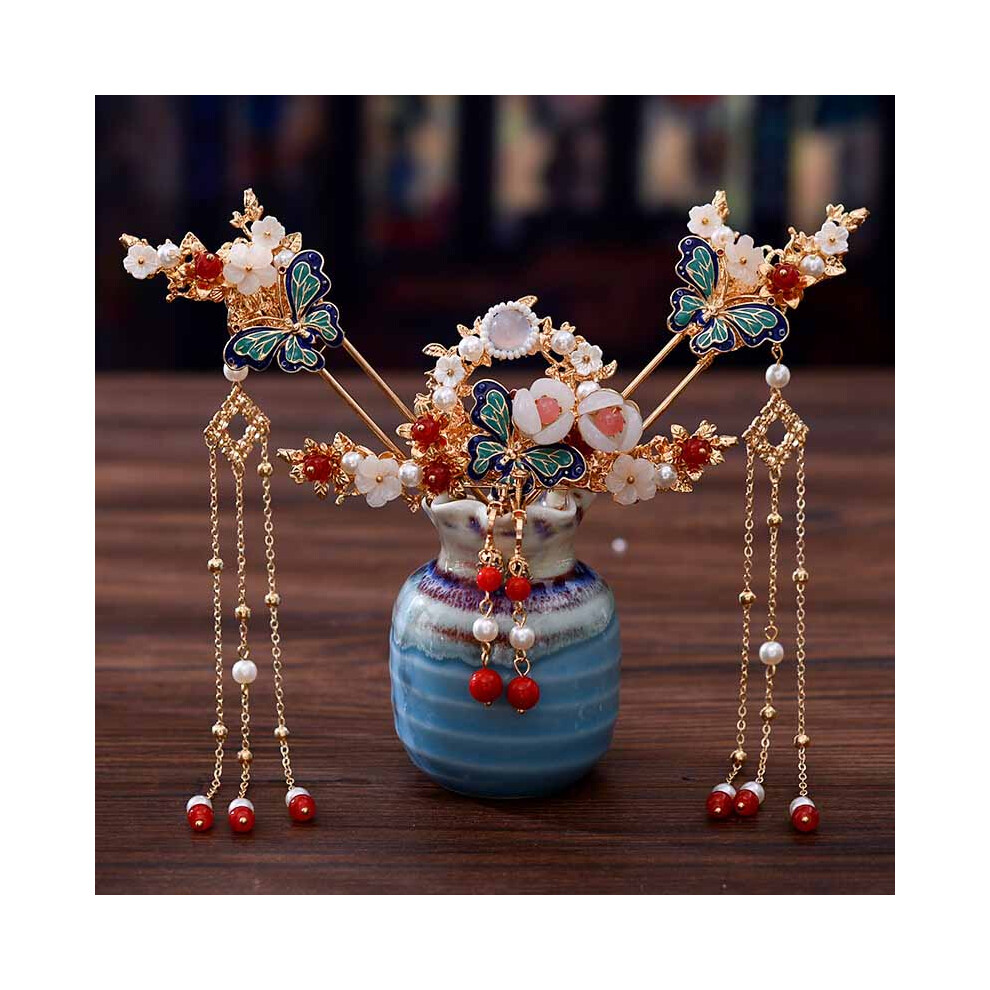 Phui-Pet-Supplies Pearl Tassel Hair Sticks For Chinese Outfits