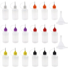 18PCS 30 ML/1 OZ Tip Applicator Bottles,Glue Bottles Colored Tips with 2 Funnels for DIY Quilling /Acrylic