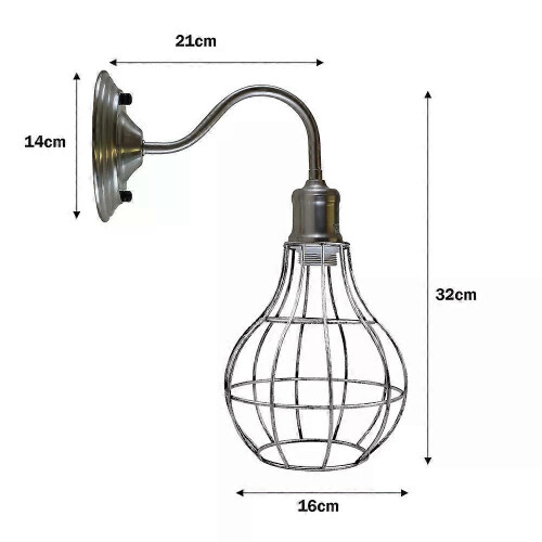 Industrial Cage Wall Sconce Light, E27 Edison Hardwired, Satin Nickel Black Copper Brass 1