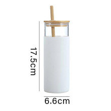 Glass Tumbler with Bamboo Lid, Leak-proof Silicone Gasket, Dishwasher Safe, Silicone Protective Sleeve