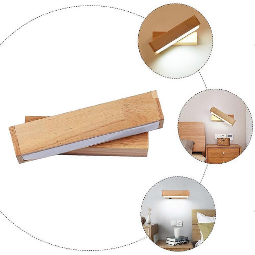Nordic Rotating Woodwork Wall Lamp LED for Decor White 2