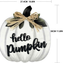 Wooden Pumpkin Door Sign with Jute String for Autumn Thanksgiving Halloween Decoration
