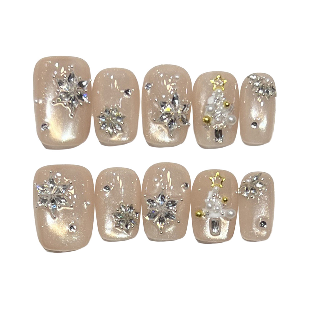 Reach-Tools (1264, Xs) 10Pcs Christmas Snowflake Press On Nails Holiday Party