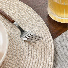 Round Braided Placemats Set of 6, 38cm Woven Non-Slip Washable for Dining Table