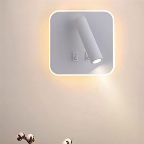 Mounted Eye Protection Rotatable Wall Reading Light Full Spectrum Spotlight LED Lamp Sconce Bedside Square White 2