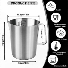 1L Stainless Steel Measuring Jug with Handle, Metal Measuring Cup for Kitchen Use, 304 Grade, Dual Scale oz/ml